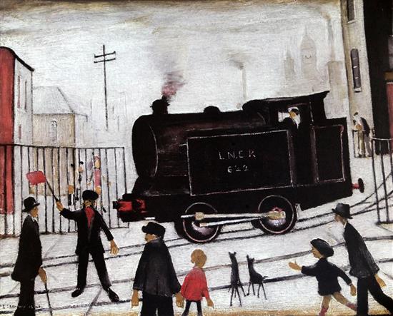 § After Laurence Stephen Lowry (1887-1976) The Level Crossing with Train overall 24 x 28in., unframed
